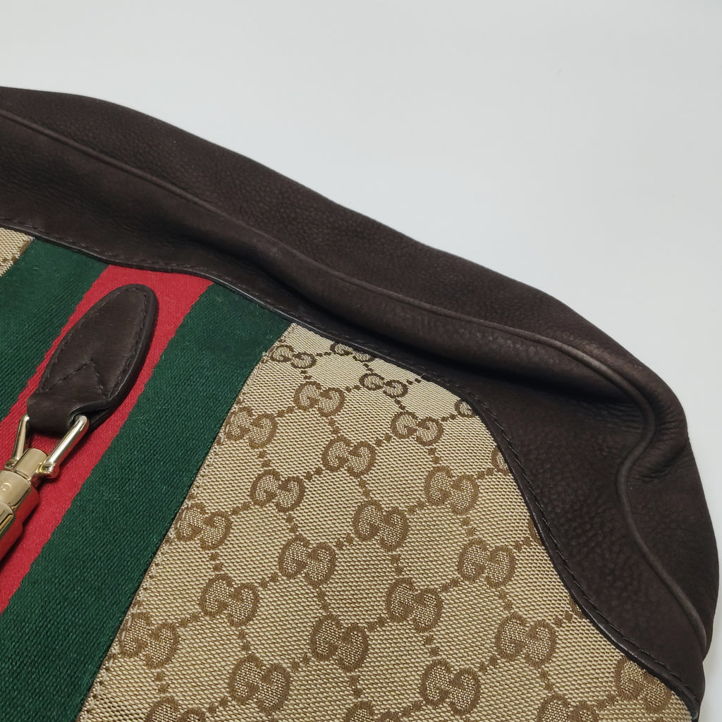 Gucci Jackie 1961 Small Canvas Shoulder Bag Nubuck