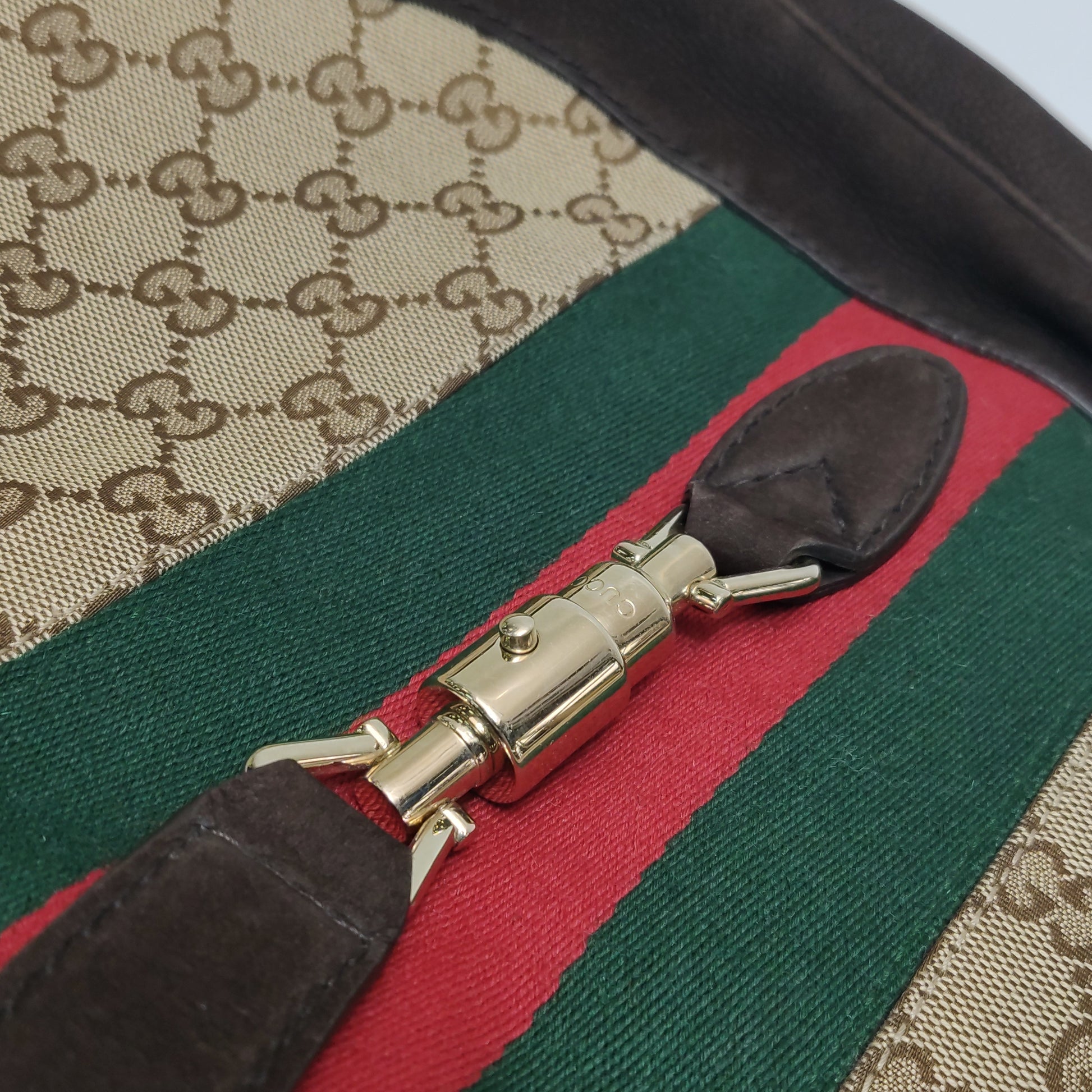 Gucci Jackie 1961 Small Canvas Shoulder Bag Nubuck
