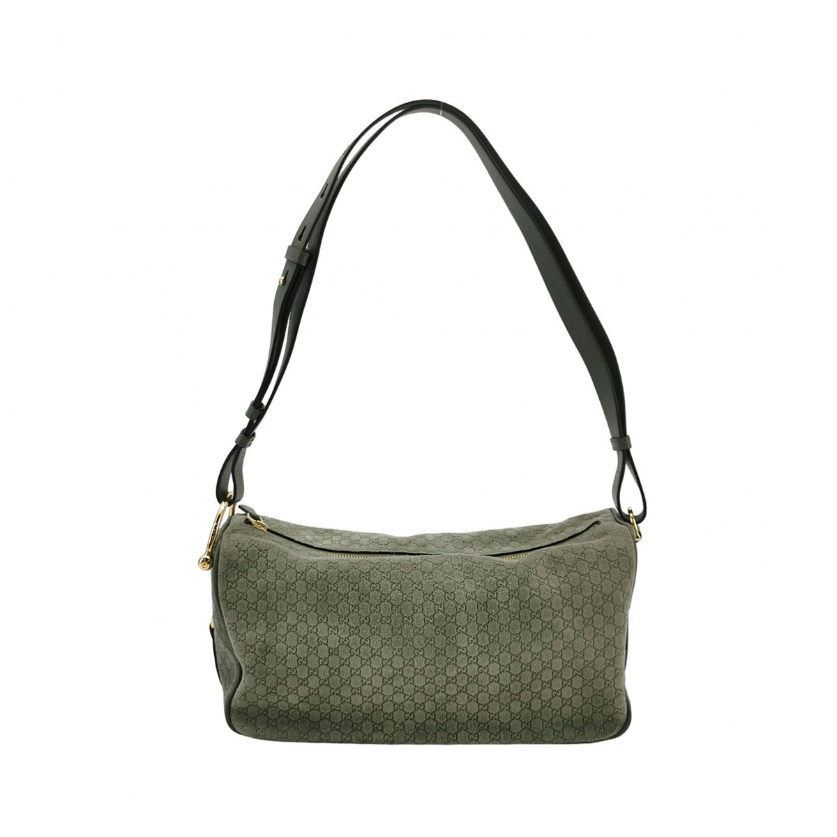 Gucci Half Horsebit Suede Shoulder Bag Sage Green