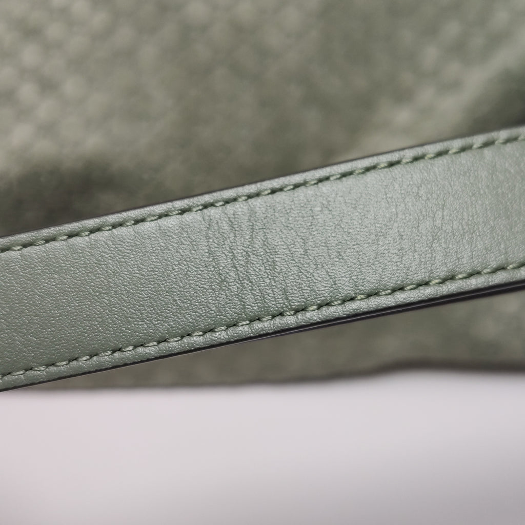 Gucci Half Horsebit Suede Shoulder Bag Sage Green