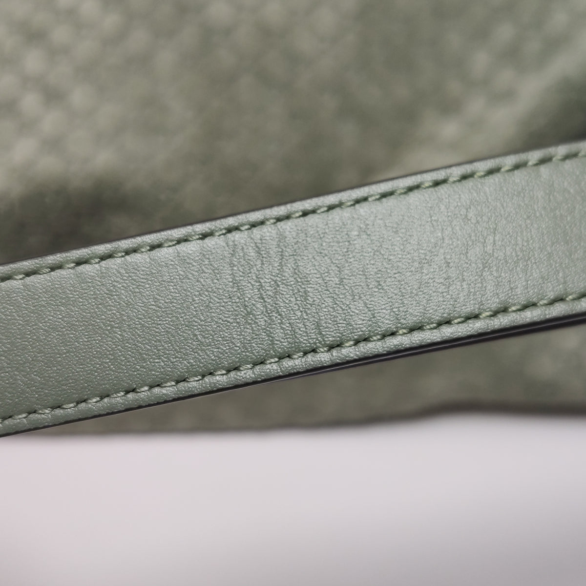 Gucci Half Horsebit Suede Shoulder Bag Sage Green