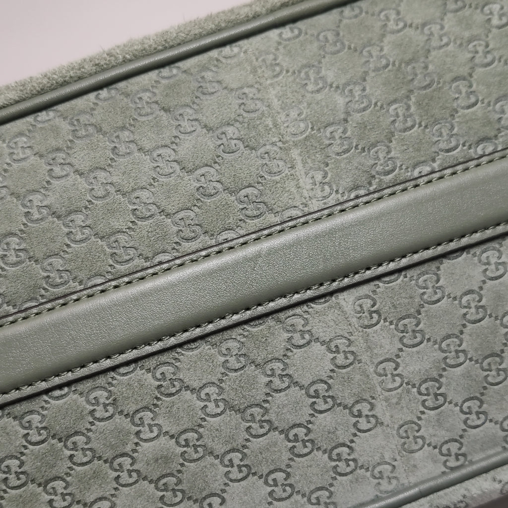 Gucci Half Horsebit Suede Shoulder Bag Sage Green