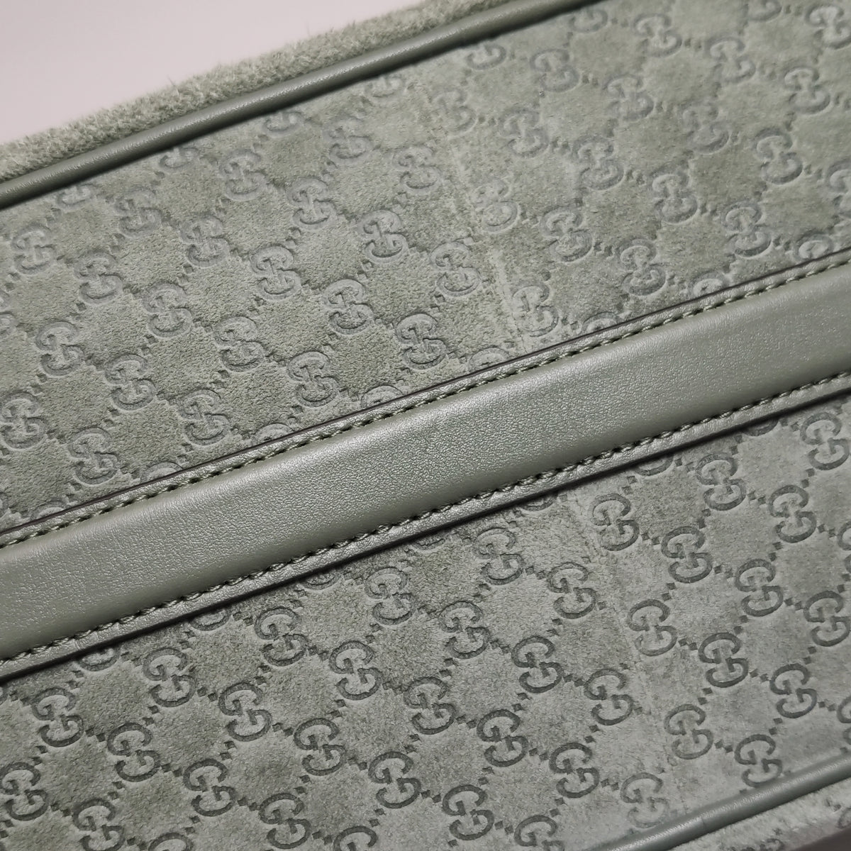 Gucci Half Horsebit Suede Shoulder Bag Sage Green