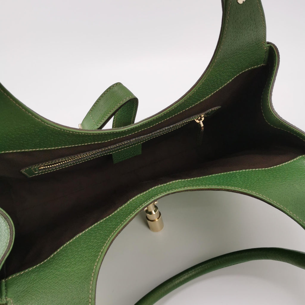 Gucci Jackie Nailhead Bardot Hobo Bag Green