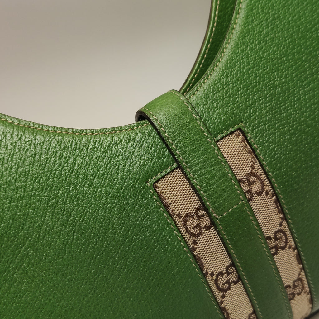 Gucci Jackie Nailhead Bardot Hobo Bag Green