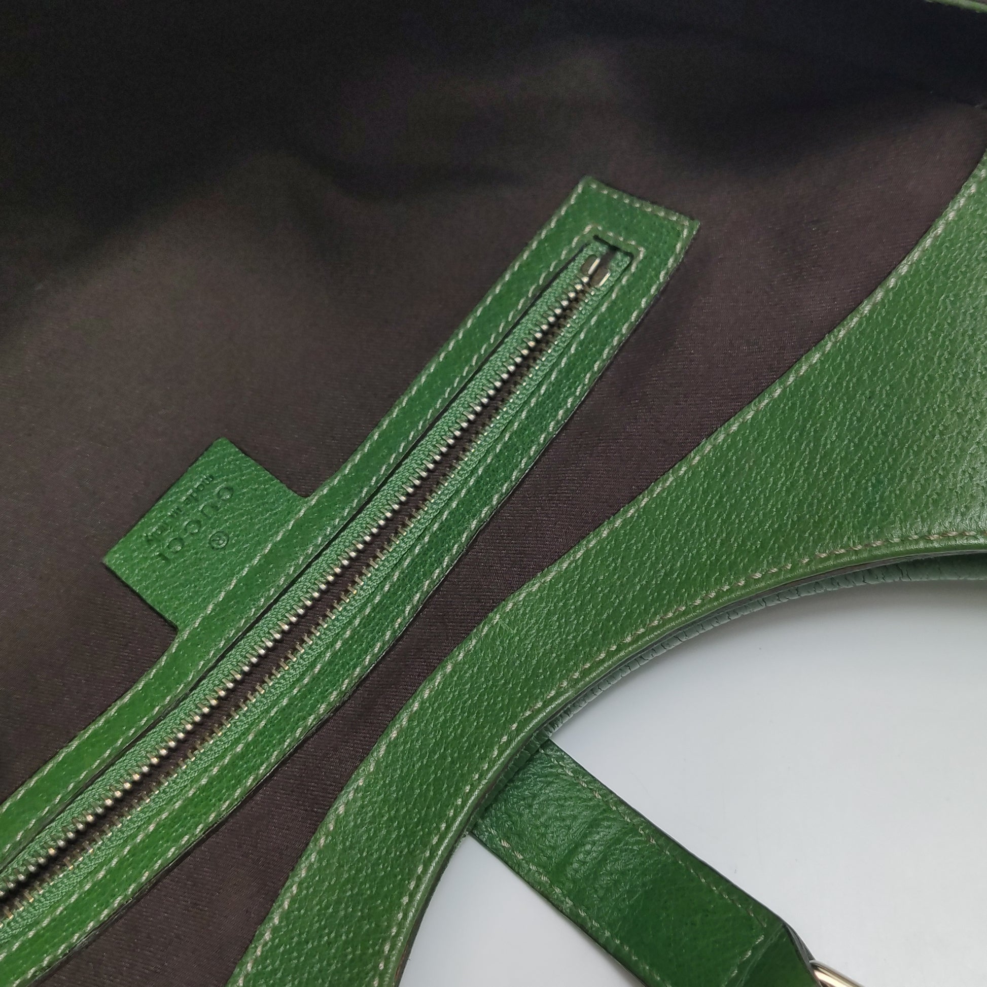 Gucci Jackie Nailhead Bardot Hobo Bag Green