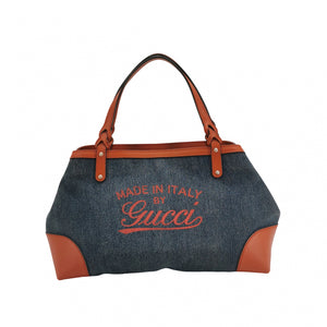 Gucci Denim Craft Tote Denim Orange