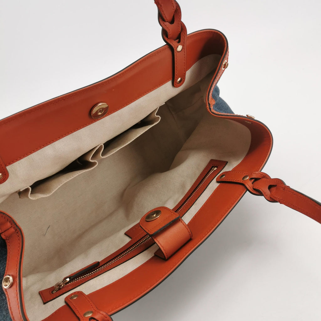 Gucci Denim Craft Tote Denim Orange