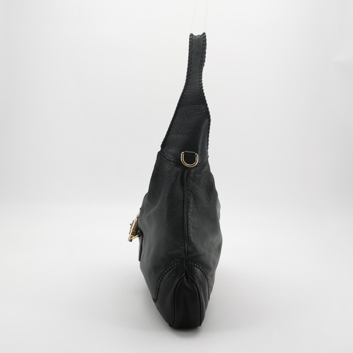 Gucci Bamboo New Jackie Hobo Grained Soft Leather Black