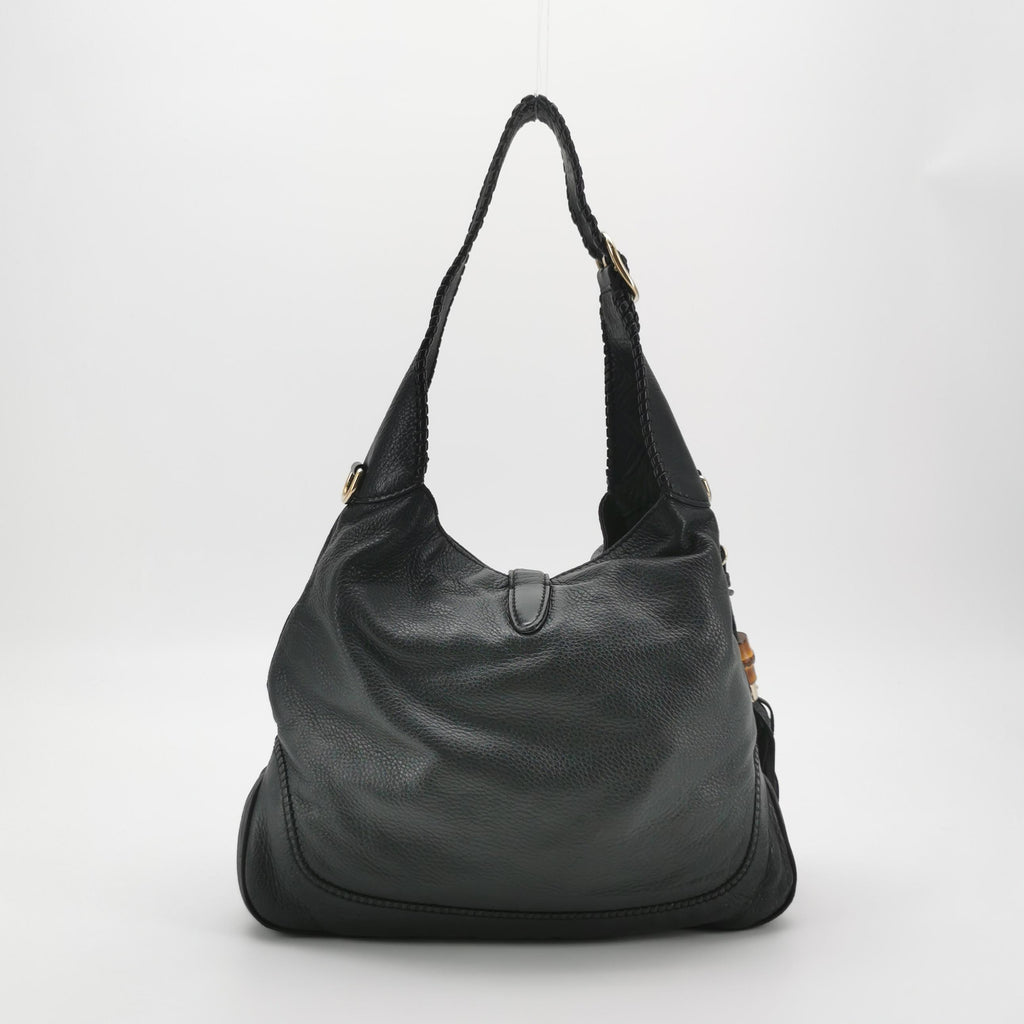 Gucci Bamboo New Jackie Hobo Grained Soft Leather Black
