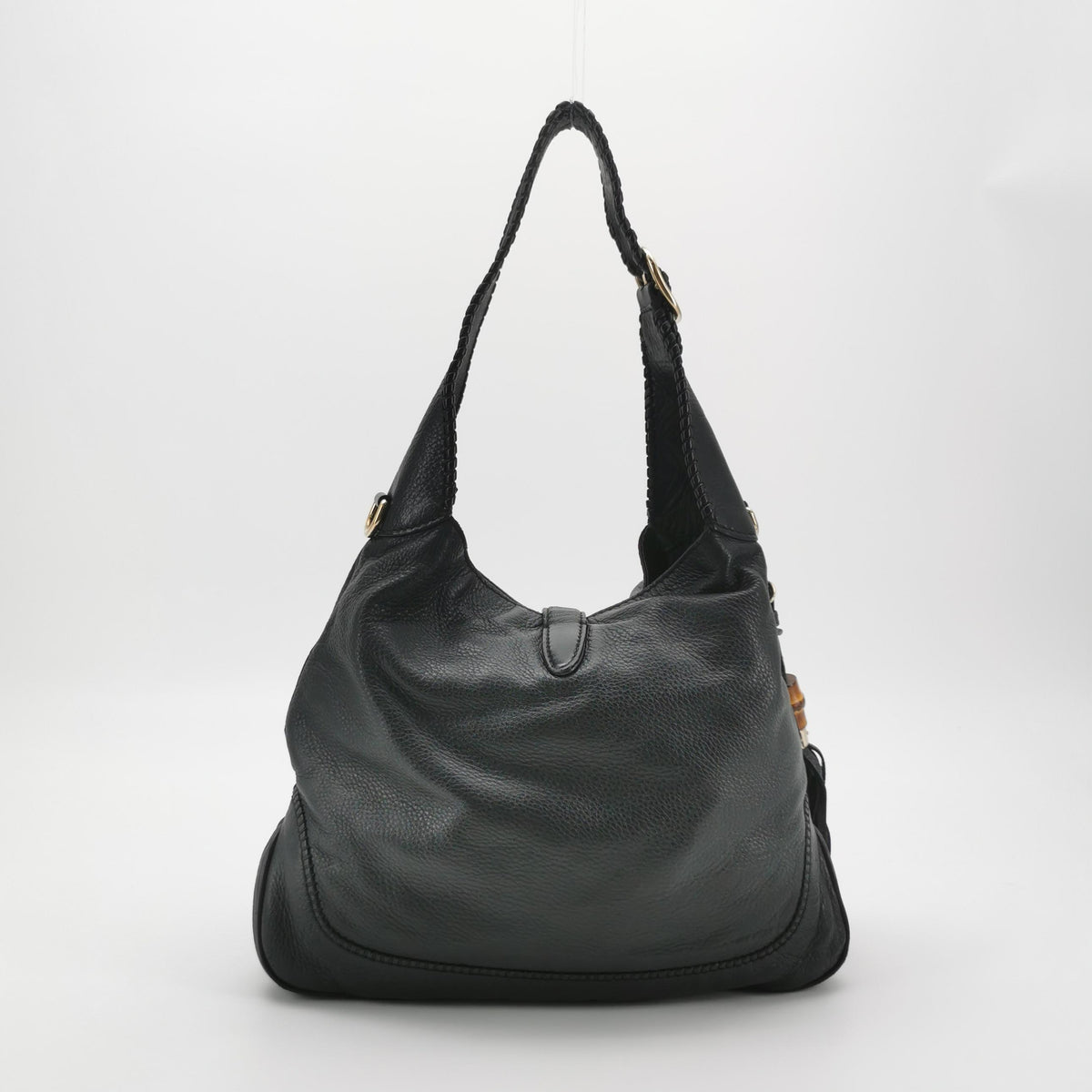 Gucci Bamboo New Jackie Hobo Grained Soft Leather Black