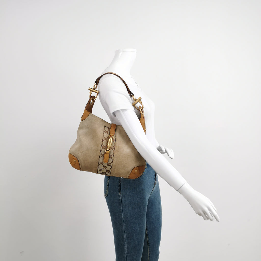 Gucci Jackie Suede Beige Brown