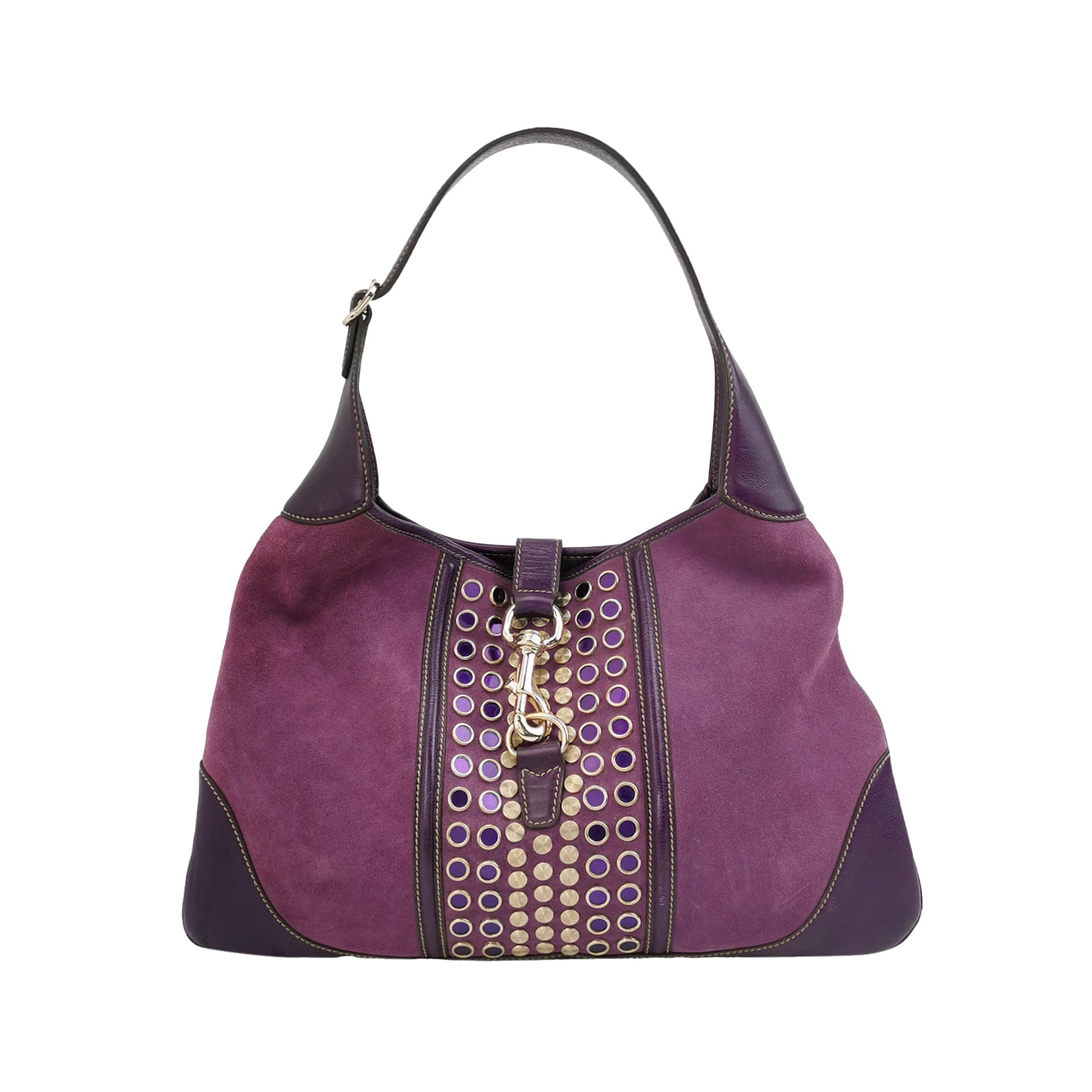 Gucci Jackie Suede Studded O Bouvier Hobo
