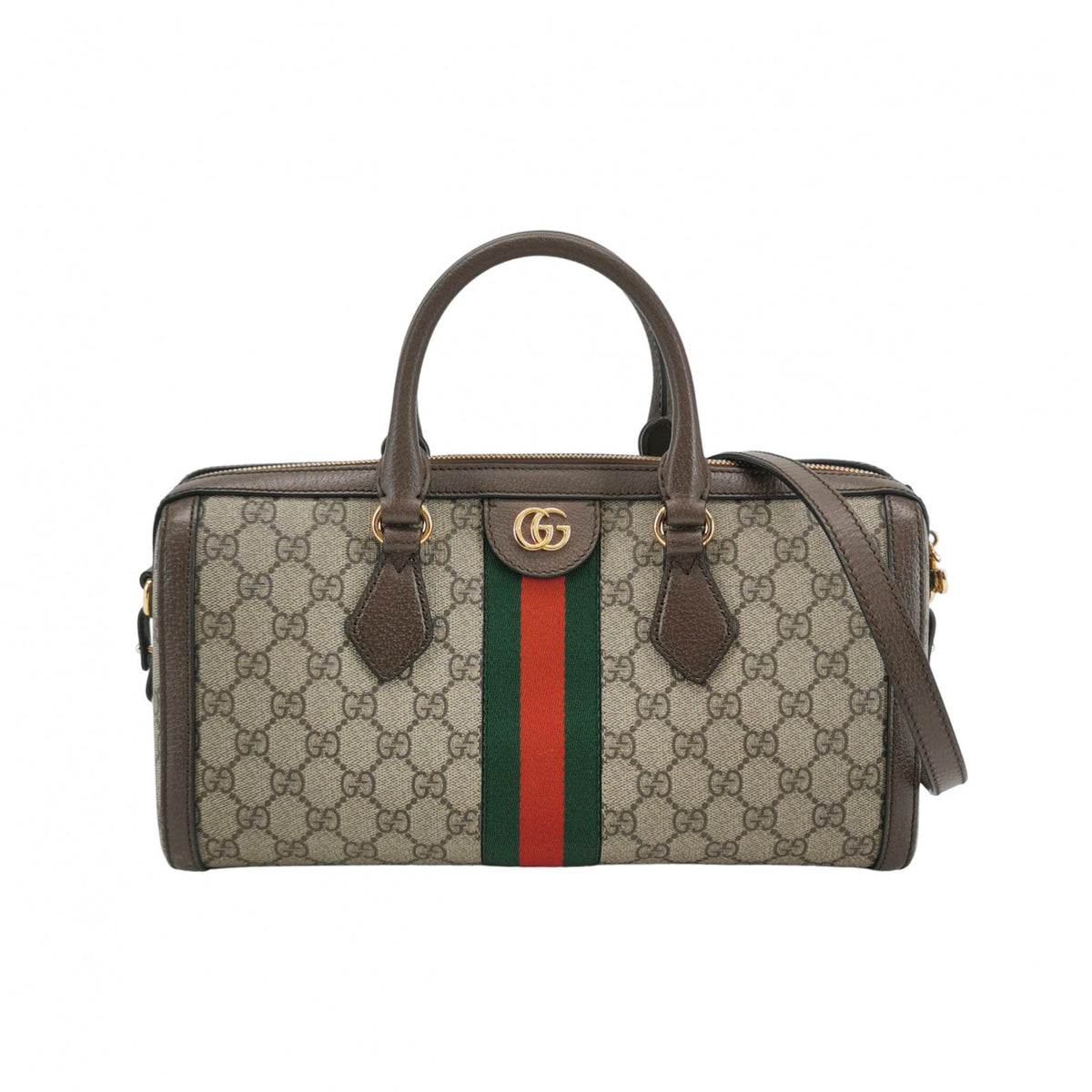 Gucci GG Supreme Monogram Web Medium Ophidia Boston Brown