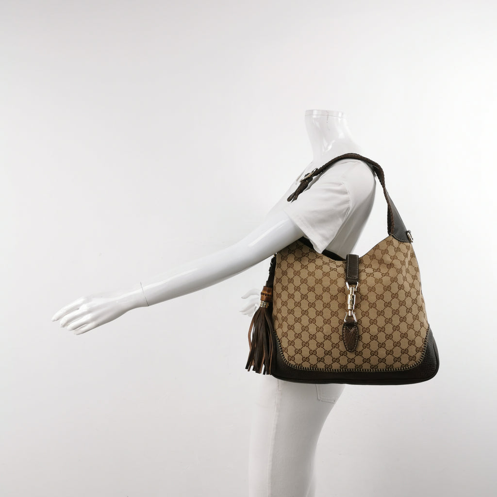Gucci Jackie Canvas Bamboo Tassel