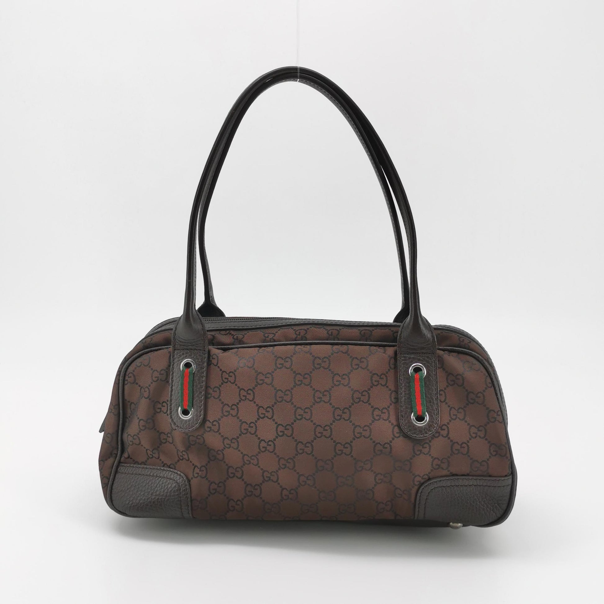 Gucci Princy Nylon Monogram Shoulder Bag Brown