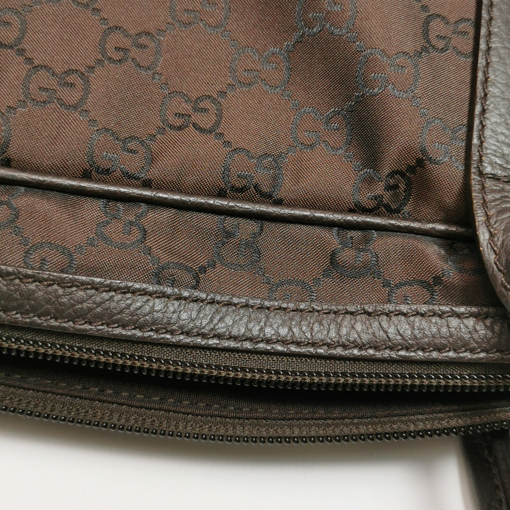 Gucci Princy Nylon Monogram Shoulder Bag Brown