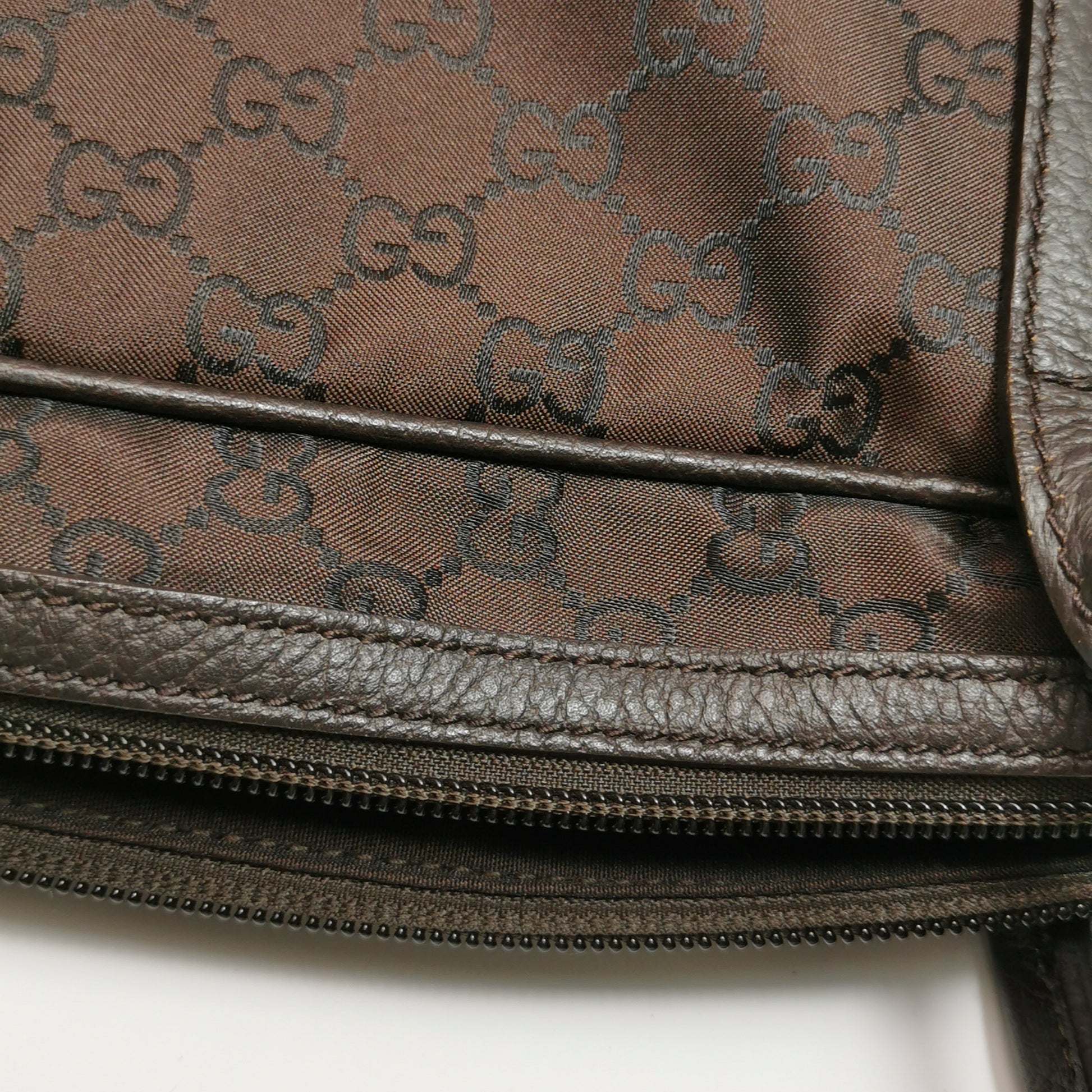 Gucci Princy Nylon Monogram Shoulder Bag Brown