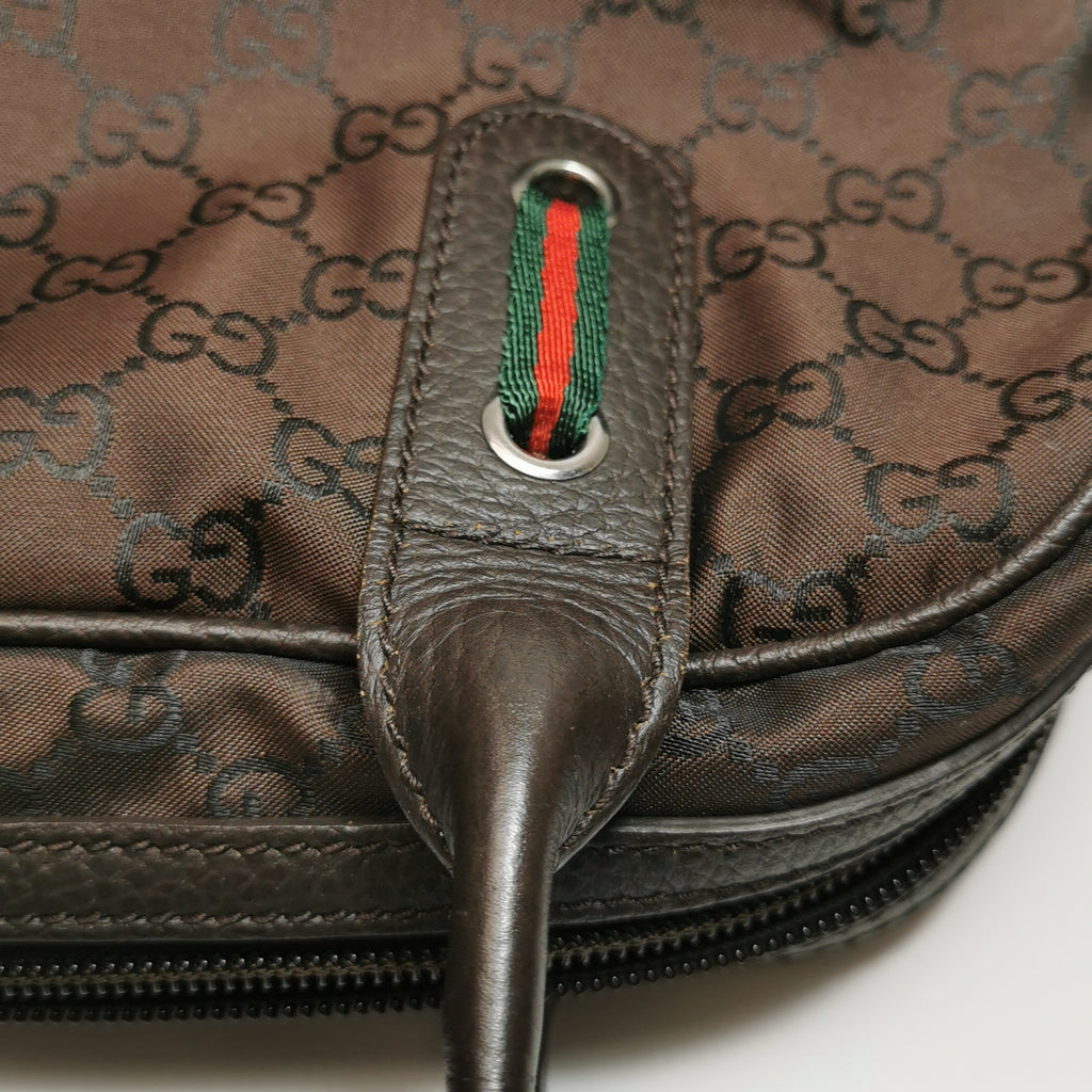 Gucci Princy Nylon Monogram Shoulder Bag Brown