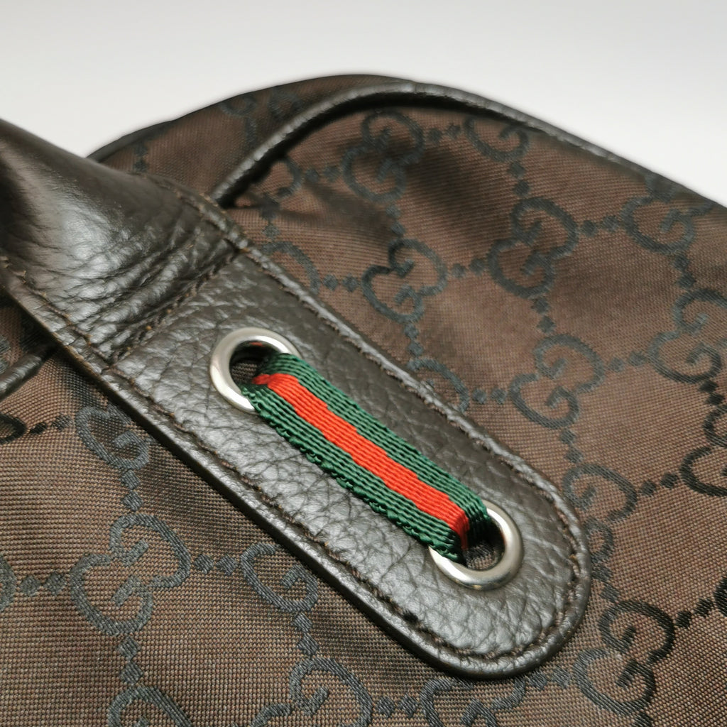 Gucci Princy Nylon Monogram Shoulder Bag Brown