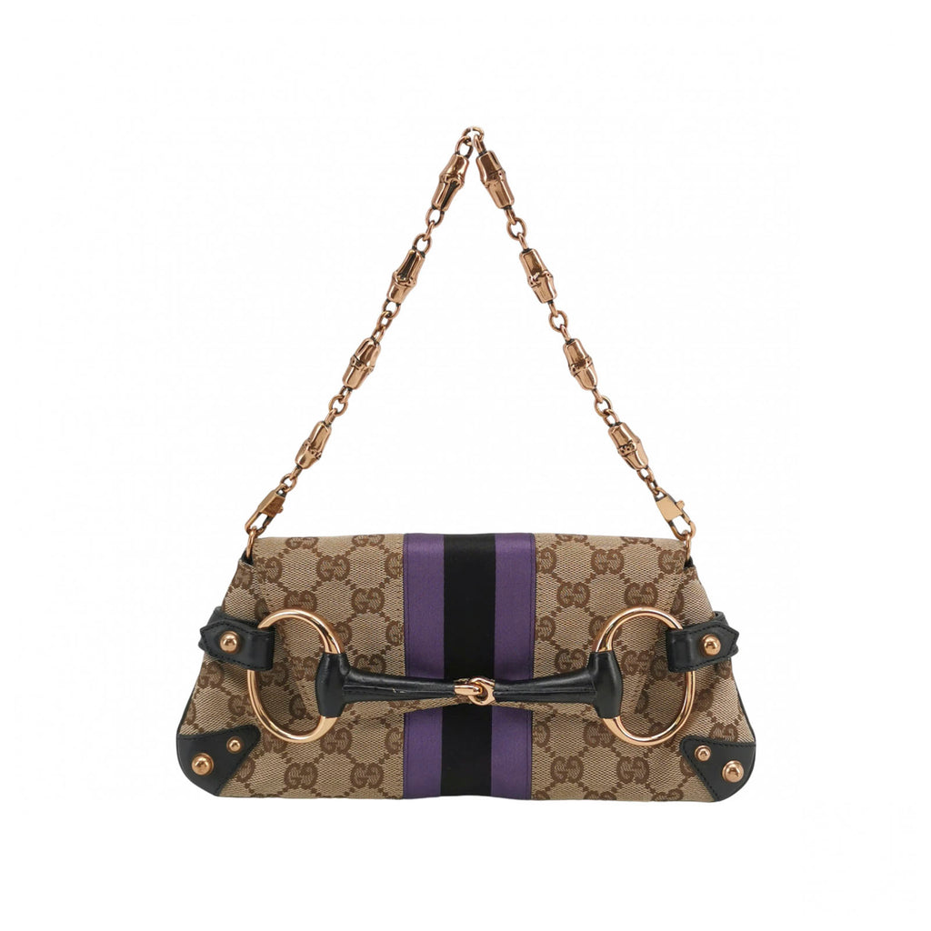 Gucci Tom Ford Monogram Horsebit Web Clutch Purple