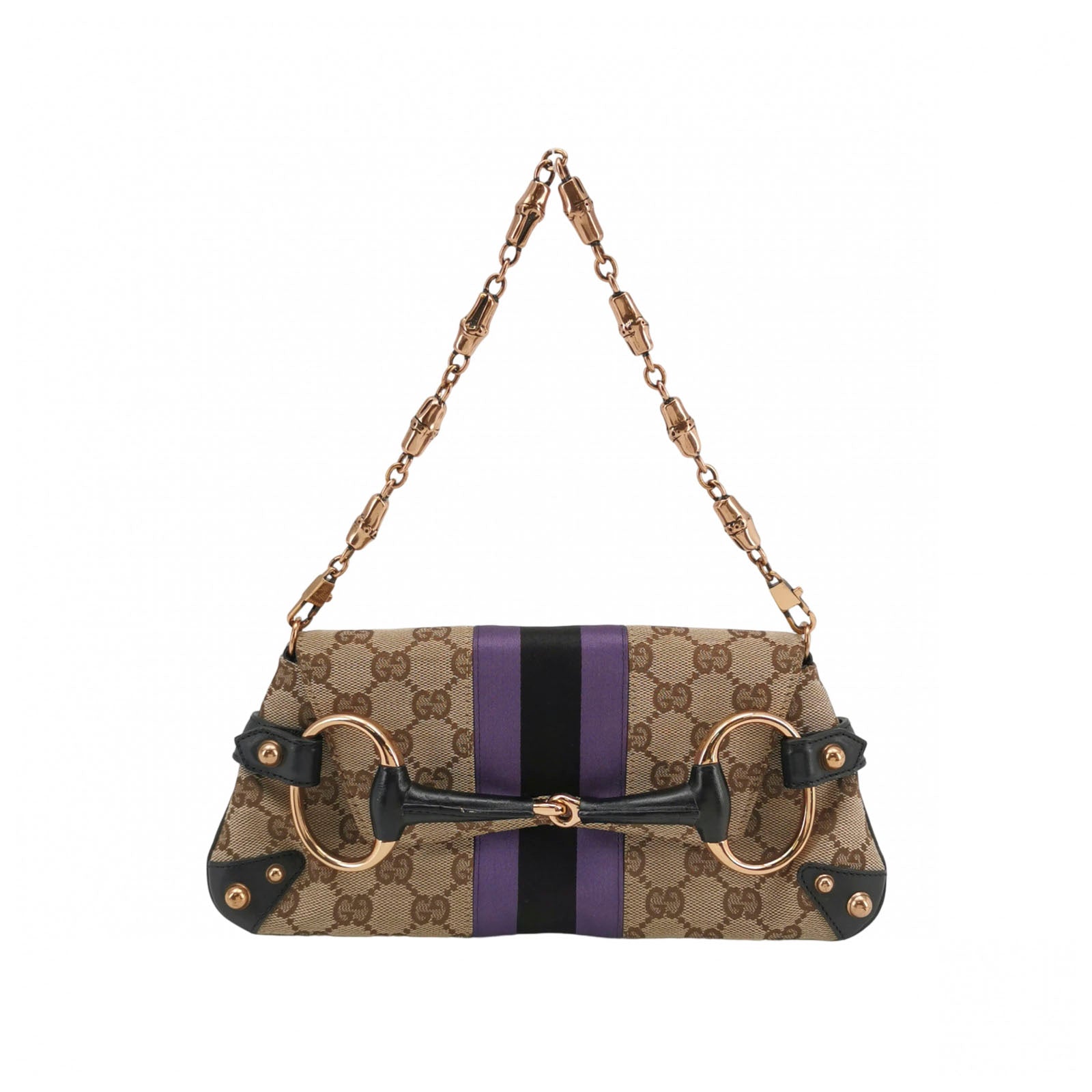 Gucci Tom Ford Monogram Horsebit Web Clutch Purple
