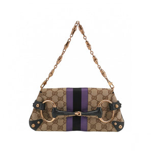 Gucci Tom Ford Monogram Horsebit Web Clutch Purple