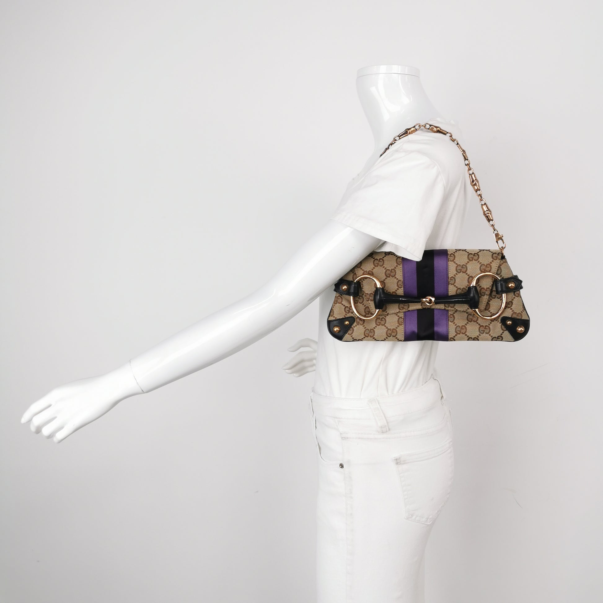 Gucci Tom Ford Monogram Horsebit Web Clutch Purple
