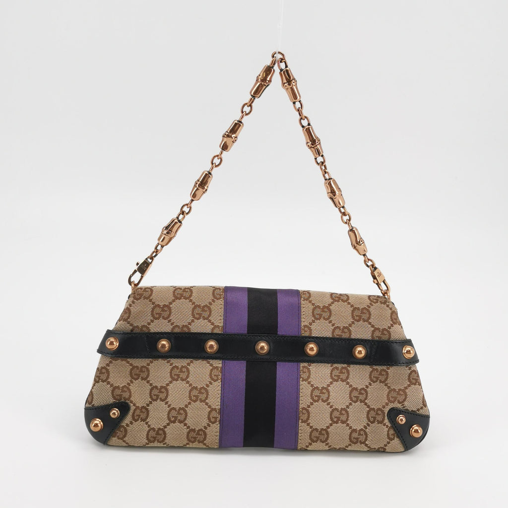 Gucci Tom Ford Monogram Horsebit Web Clutch Purple