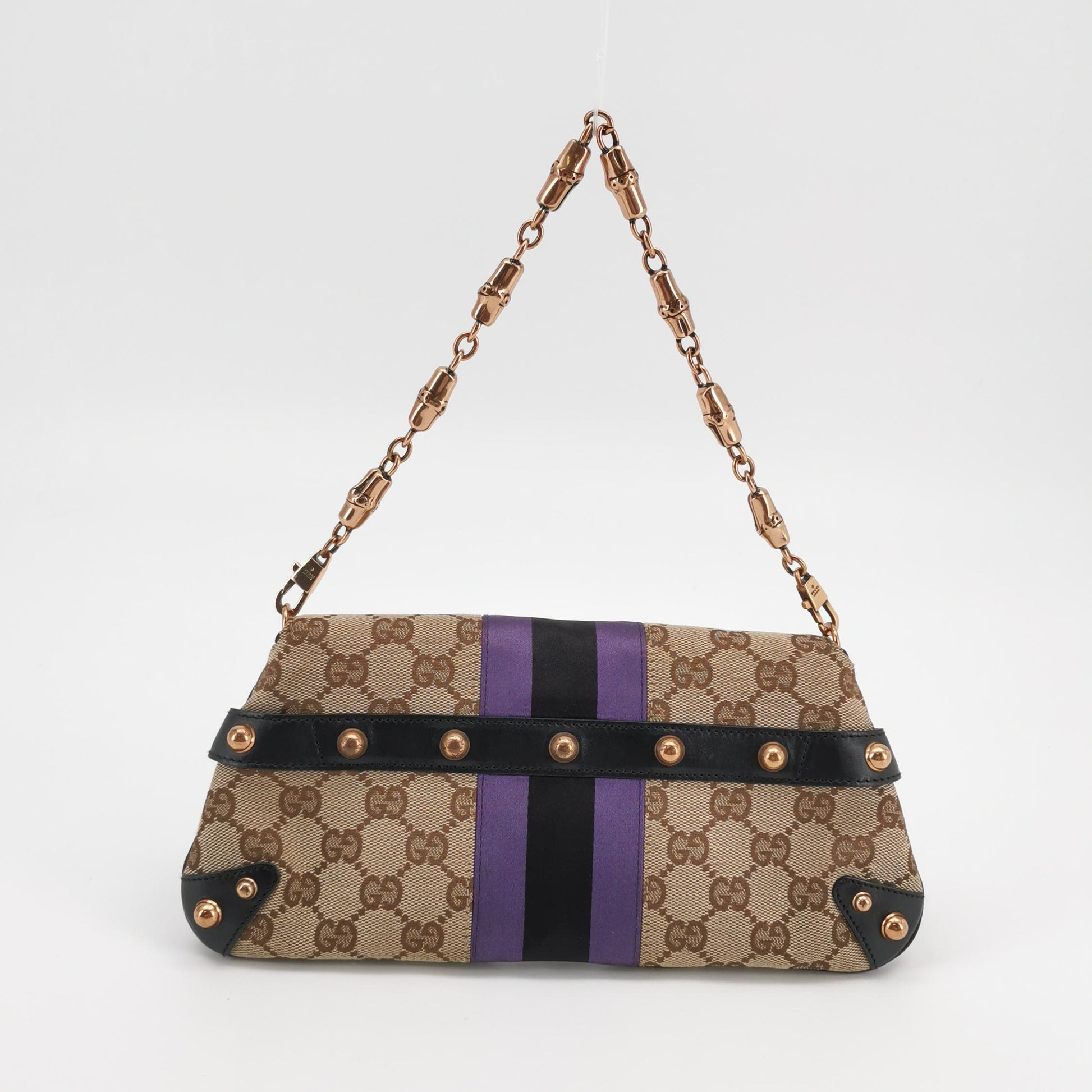 Gucci Tom Ford Monogram Horsebit Web Clutch Purple