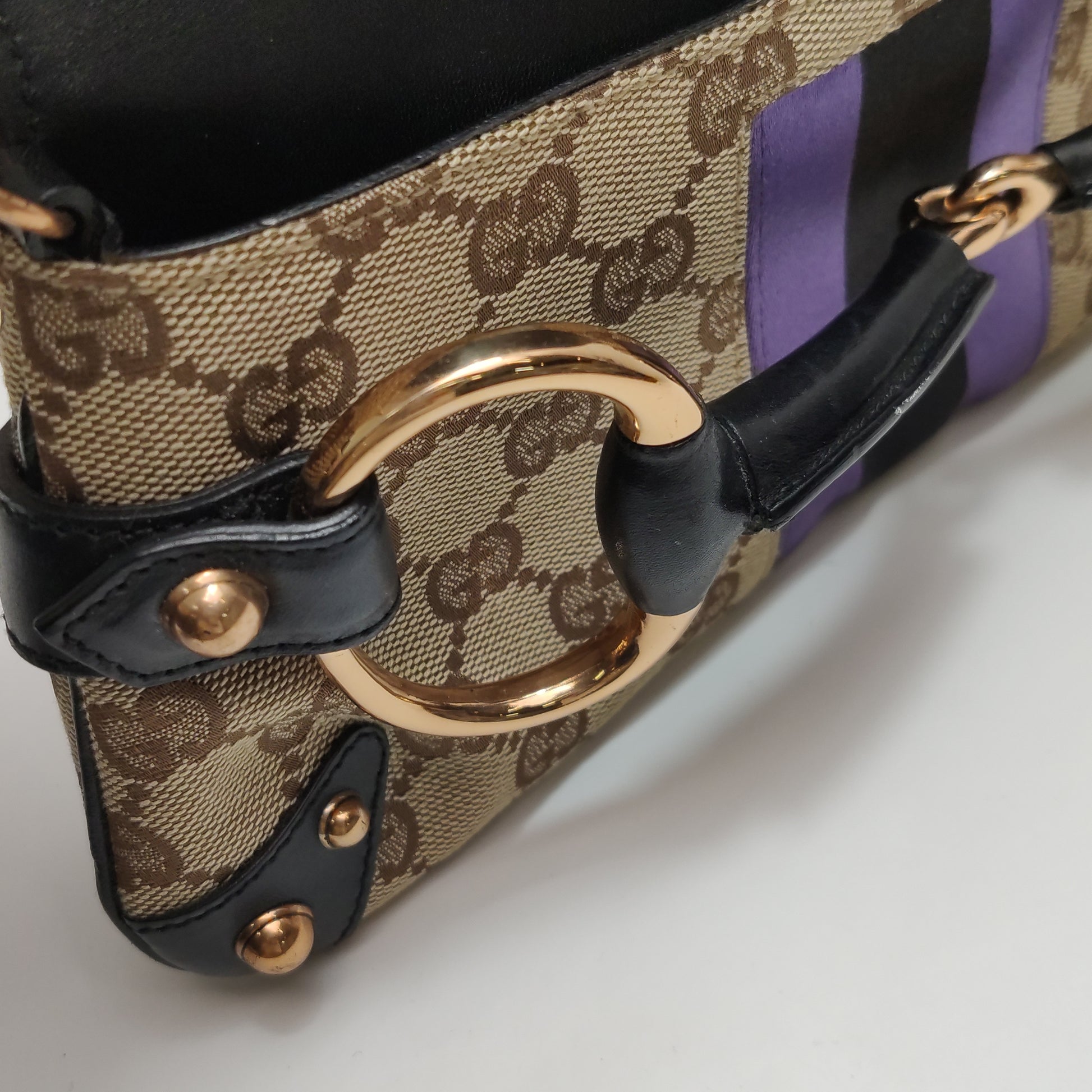 Gucci Tom Ford Monogram Horsebit Web Clutch Purple