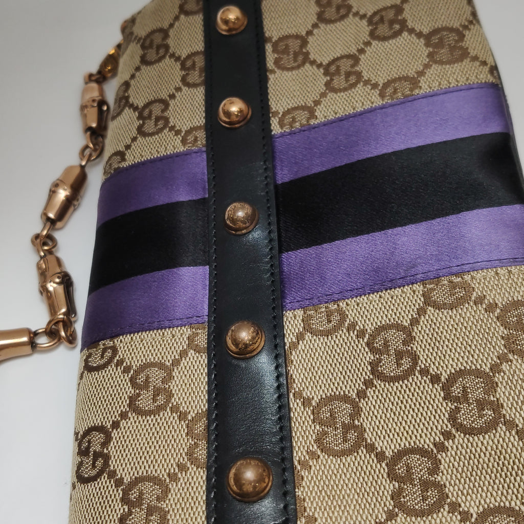 Gucci Tom Ford Monogram Horsebit Web Clutch Purple