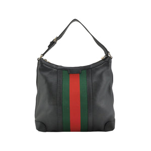 Gucci Web Hobo Medium Grained Calfskin Black