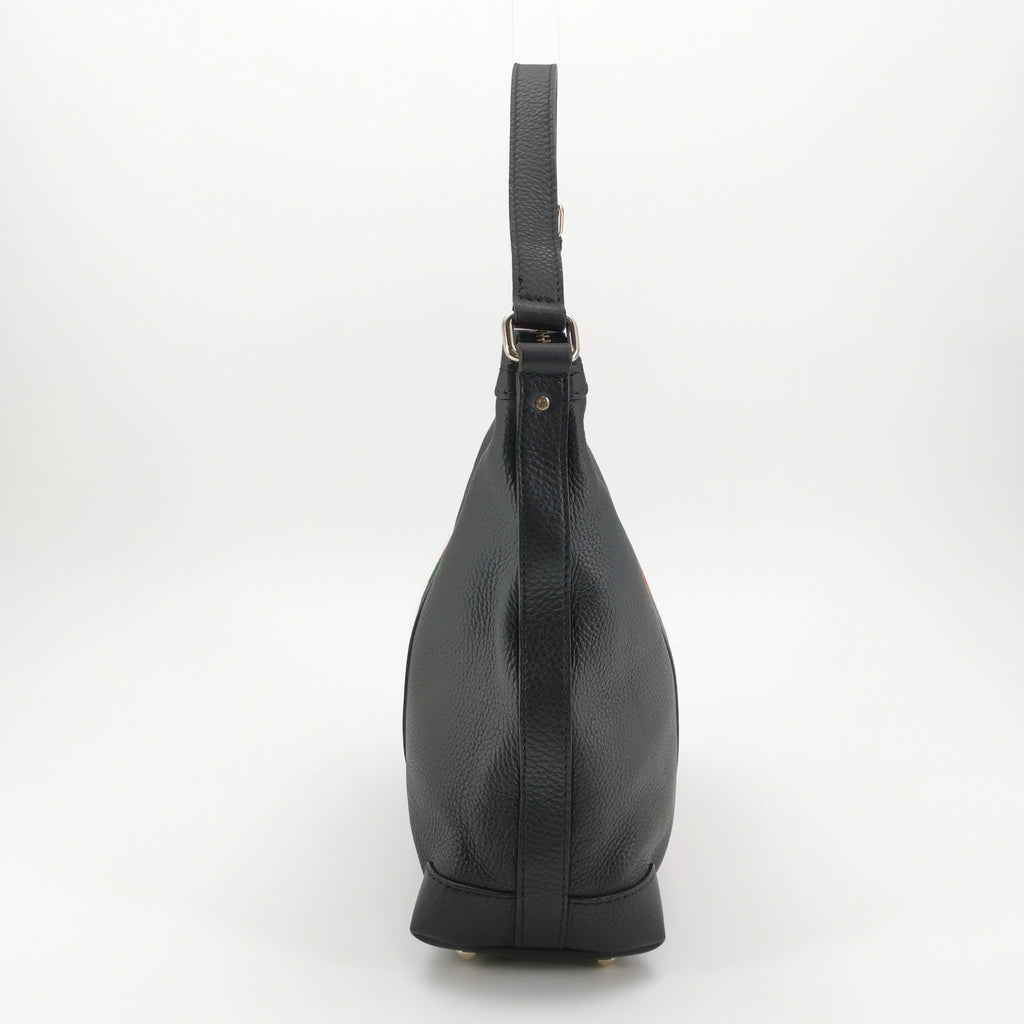 Gucci Web Hobo Medium Grained Calfskin Black