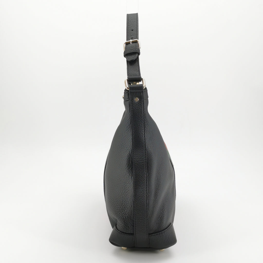 Gucci Web Hobo Medium Grained Calfskin Black