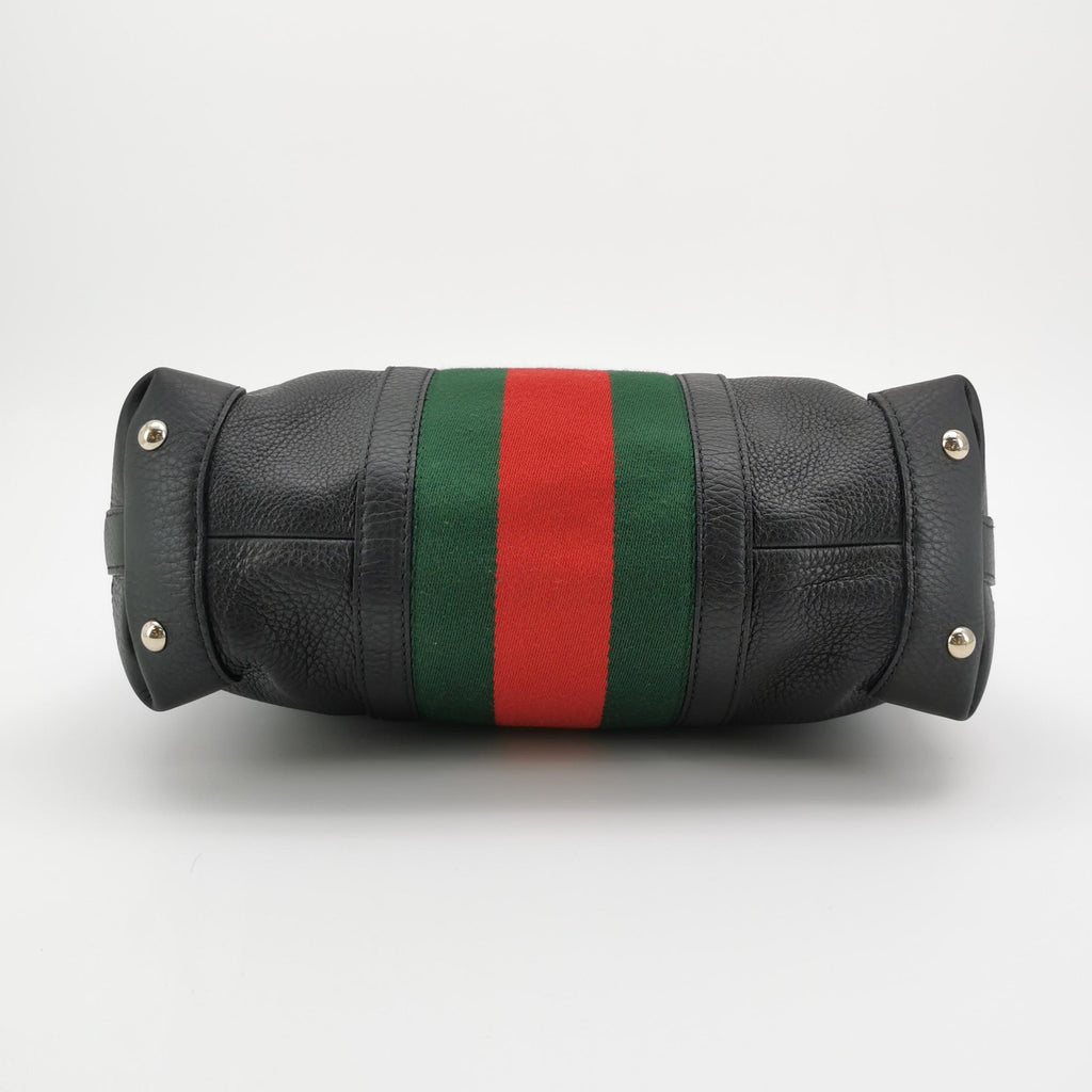 Gucci Web Hobo Medium Grained Calfskin Black