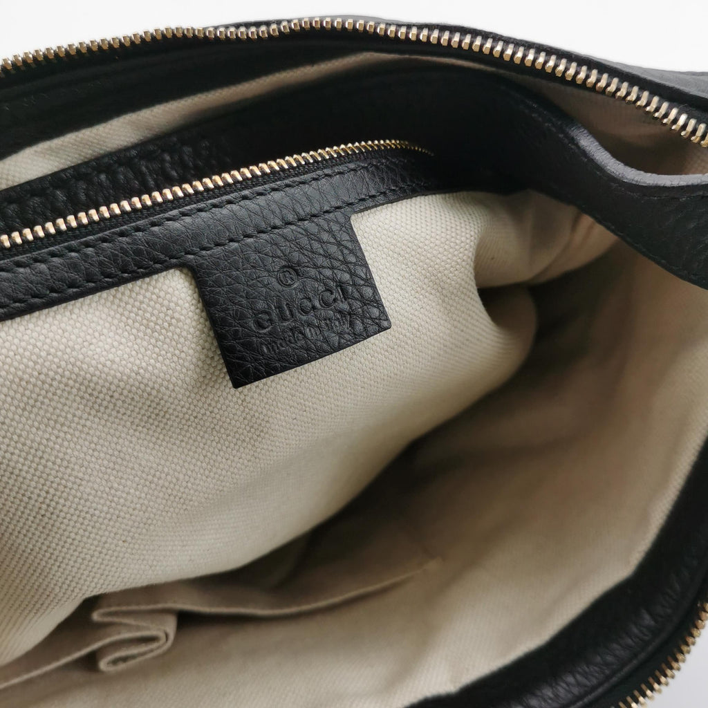 Gucci Web Hobo Medium Grained Calfskin Black