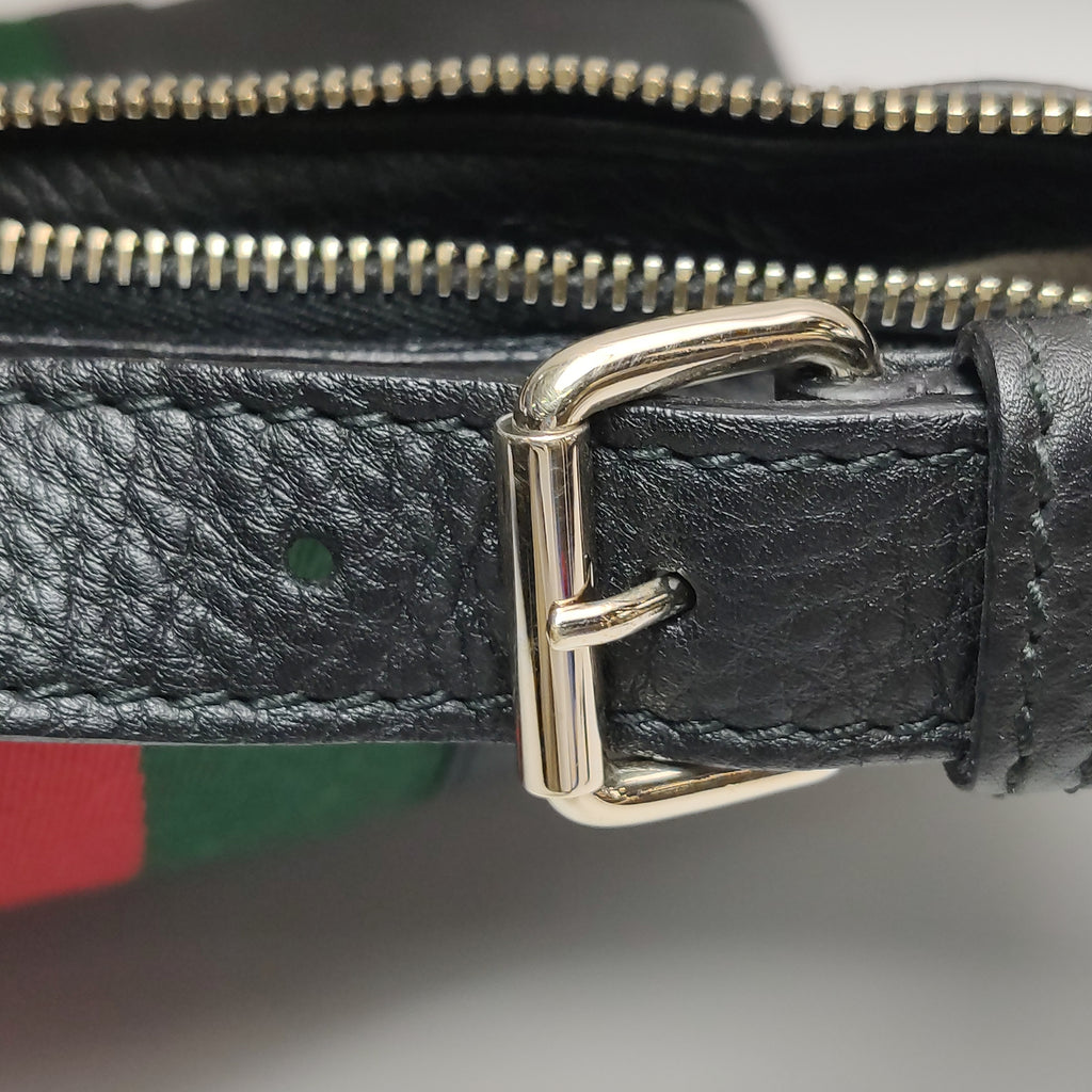 Gucci Web Hobo Medium Grained Calfskin Black