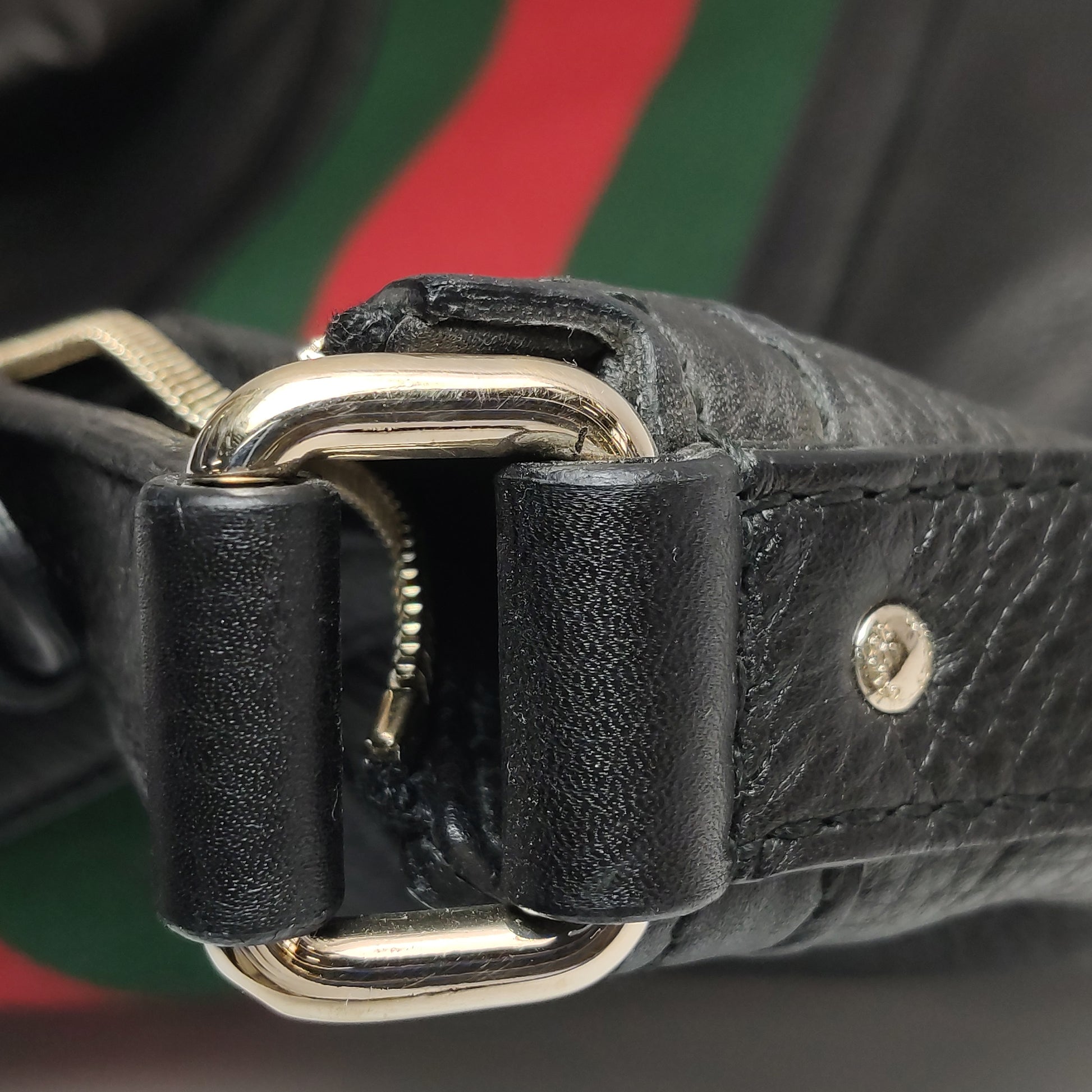 Gucci Web Hobo Medium Grained Calfskin Black