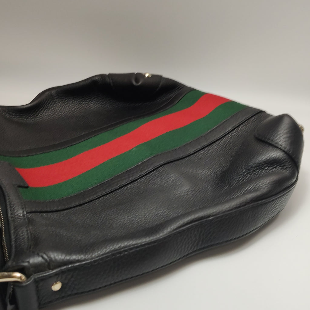 Gucci Web Hobo Medium Grained Calfskin Black