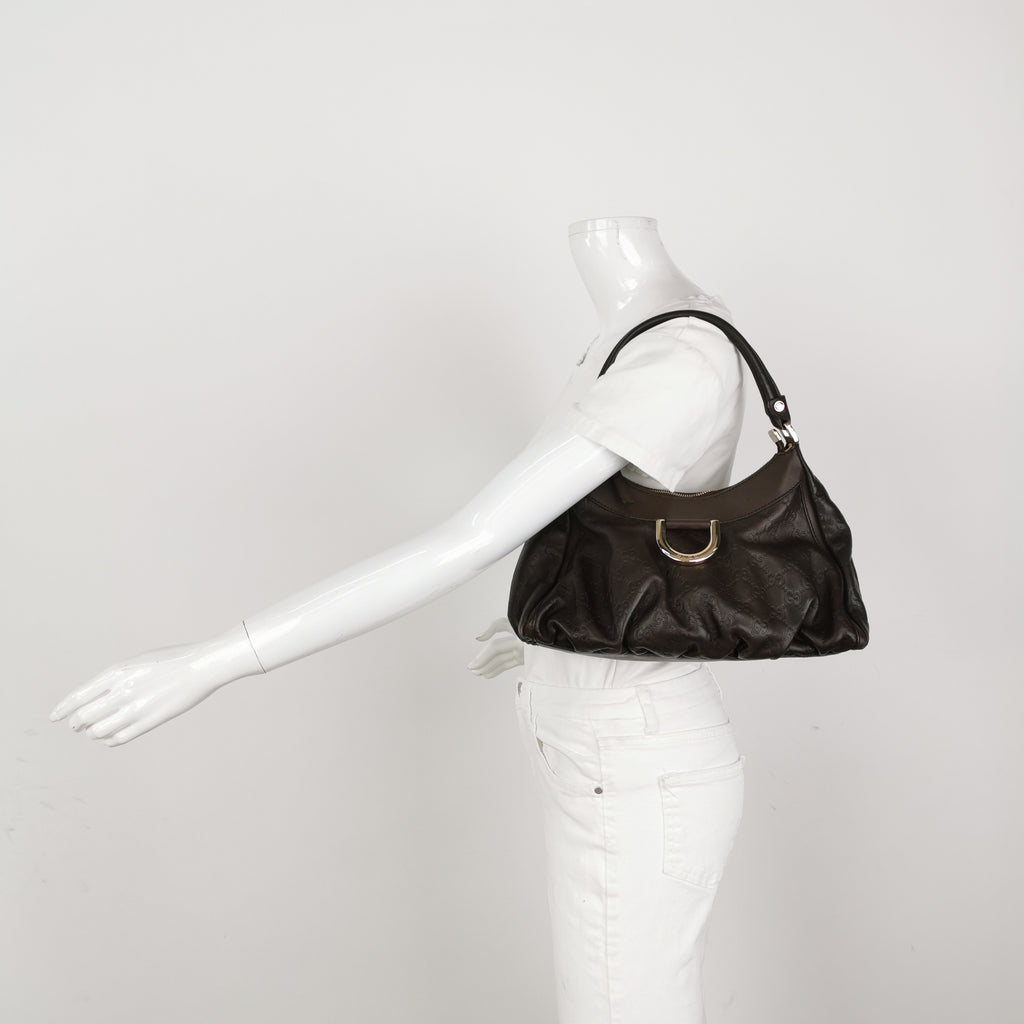 Gucci Abbey D-Ring Hobo Shoulder Bag Dark Brown