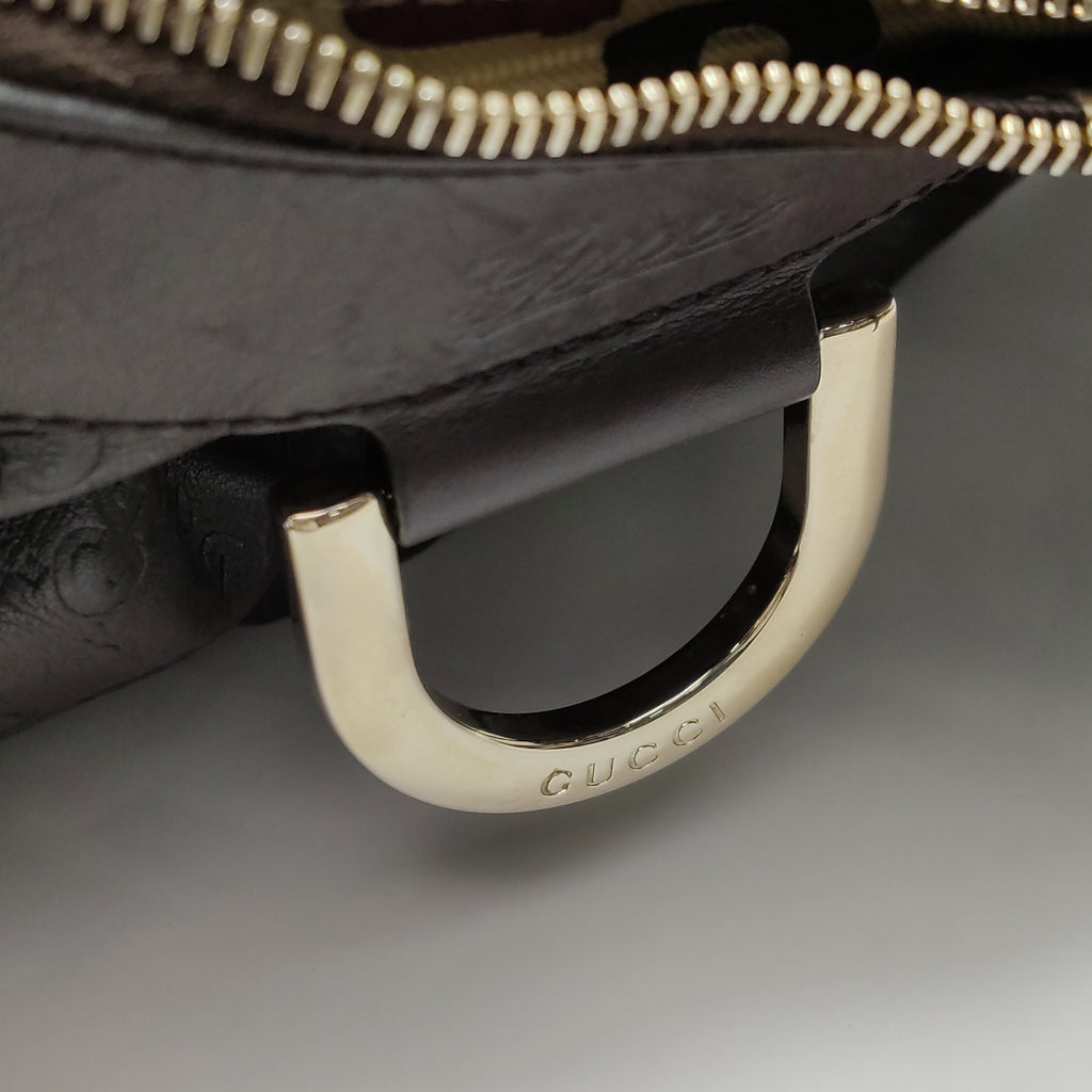 Gucci Abbey D-Ring Hobo Shoulder Bag Dark Brown