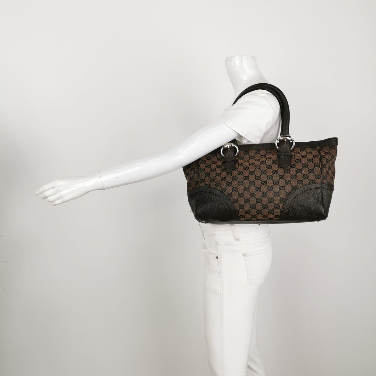 Gucci Canvas Tote Shoulder Brown