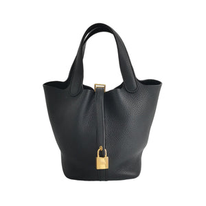Hermès Picotin 18 Clemence Black GHW