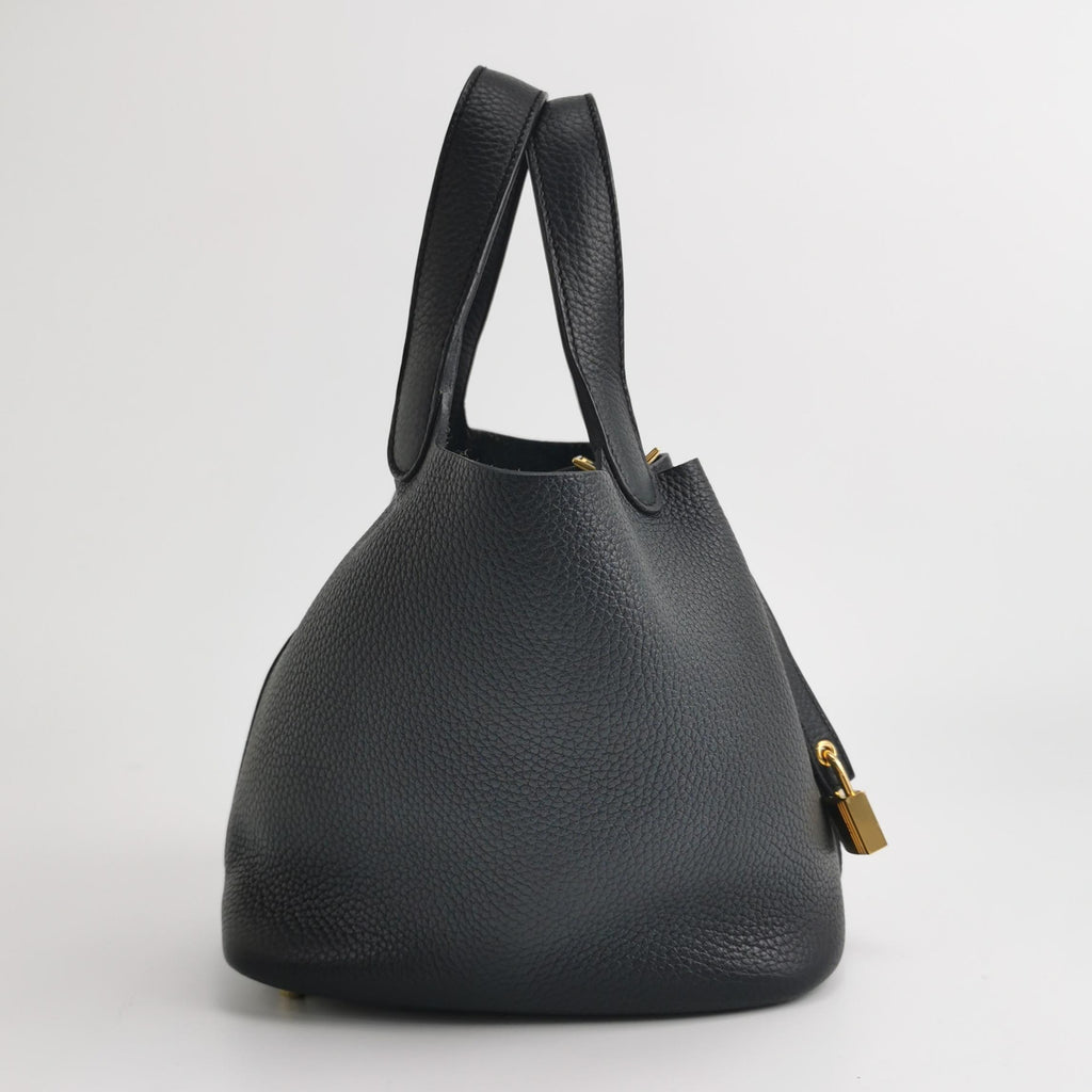 Hermès Picotin 18 Clemence Black GHW