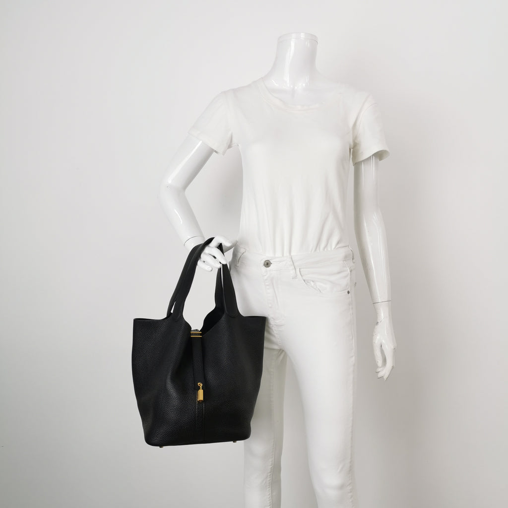 Hermès Picotin 26 Clemence Black GHW