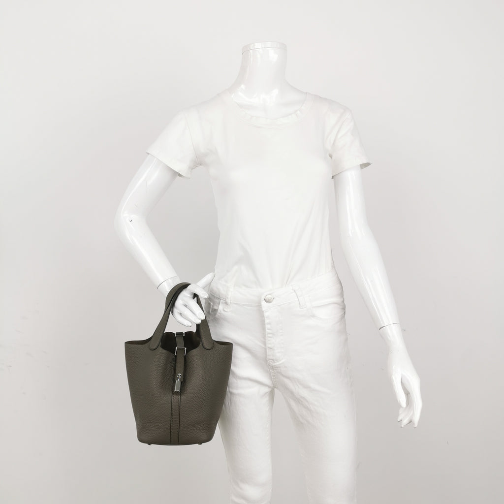 Hermès Picotin 18 Taurillon Clemence Étain