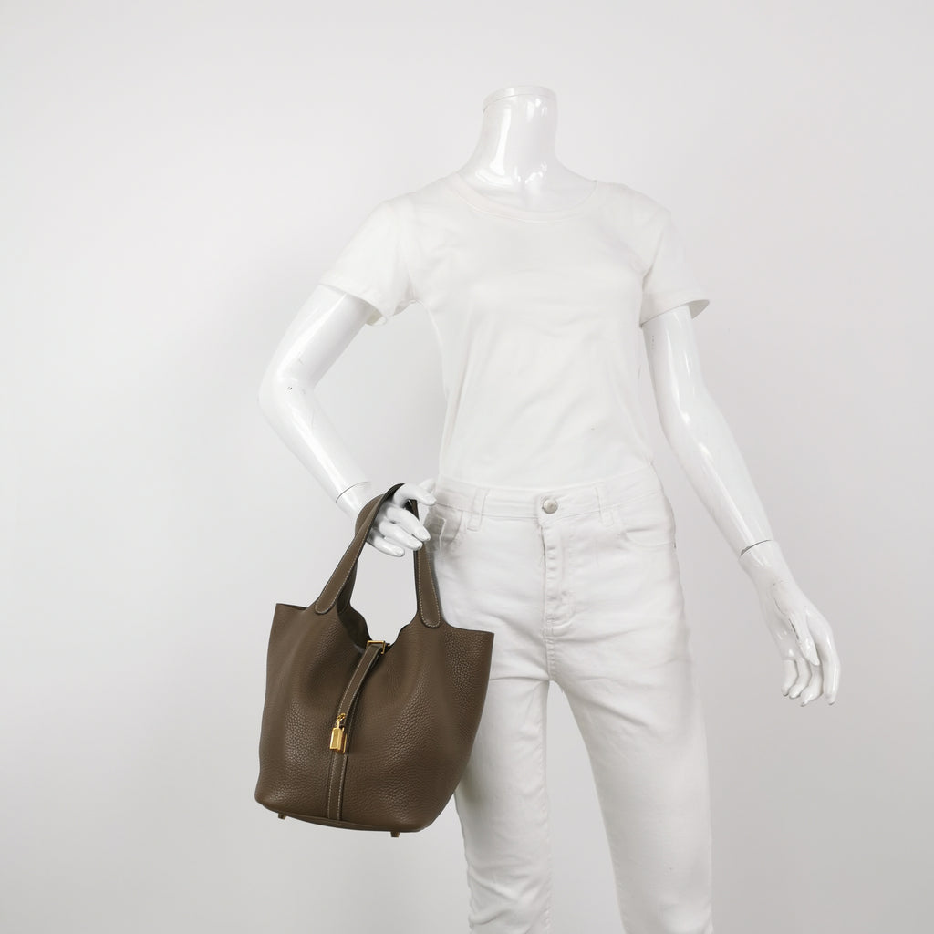 Hermès Picotin 22 Clemence Etoupe GHW