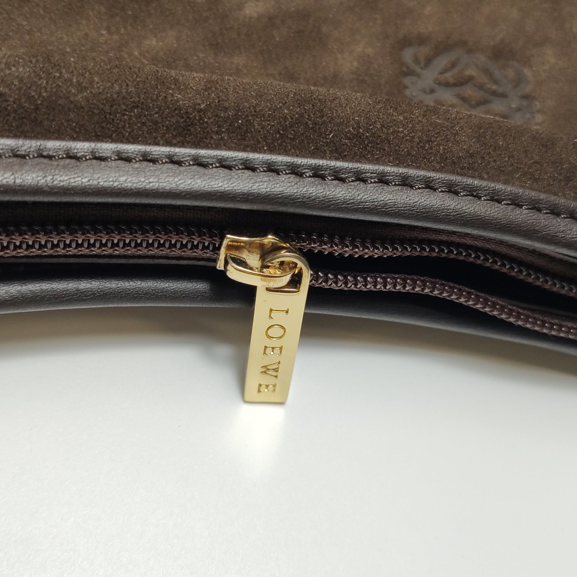 Loewe Amazona Shoulder Bag Suede Brown