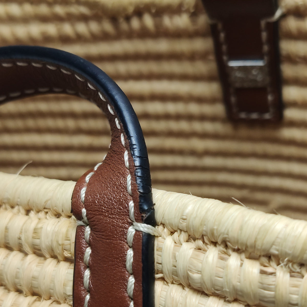 Loewe Raffia Small Square Basket Tote